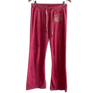 Y2K Juicy Couture Velour Low Rise Wide Leg Pants Woman Large Coral Streetwear